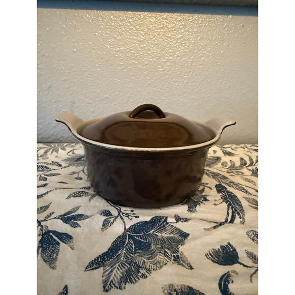 Vintage Cousances Le Creuset Brown Enamel Dutch Oven #18 - Picture 1 of 10